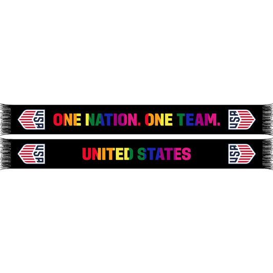 Ruffneck USMNT One Nation. One Team Pride Summer Scarf in Black - Front and Back View