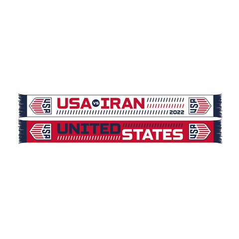 Ruffneck US MNT v. Iran Match-Up Scarf in Red, White, and Navy - Front and Back View