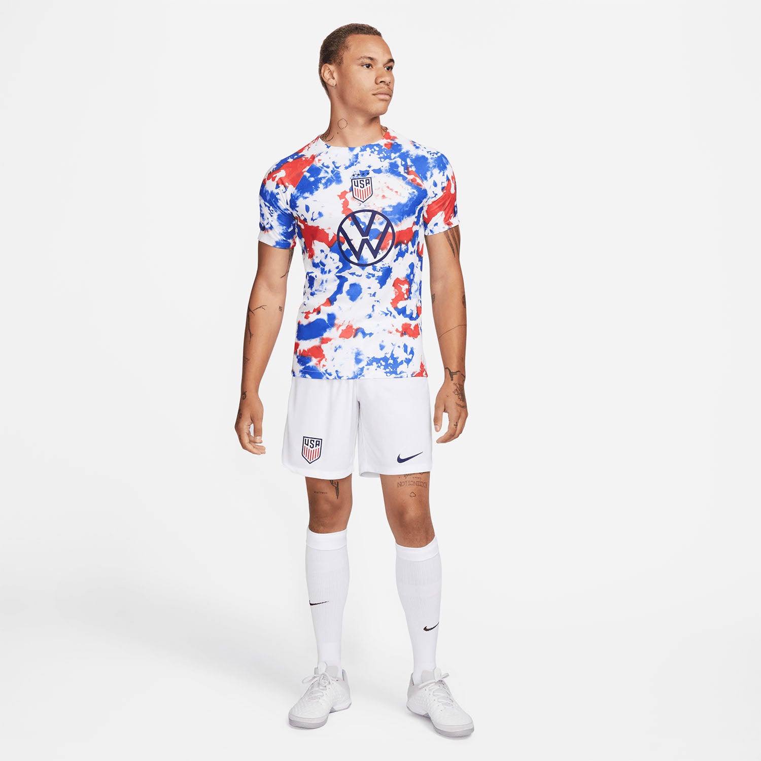 Men's Nike USMNT Home Stadium Shorts in White - Model View