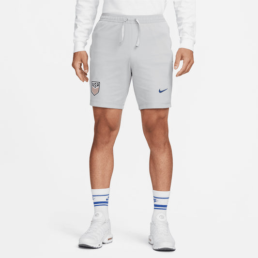Men's Nike USA Fleece Travel Shorts in Grey - Front View