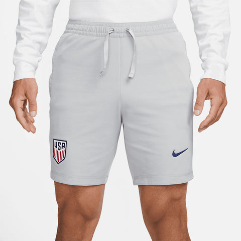 Men's Nike USA Fleece Travel Shorts in Grey - Front Close View