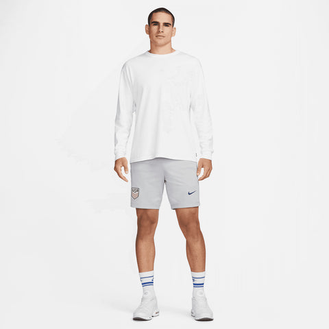 Men's Nike USA Fleece Travel Shorts in Grey - Front Far View