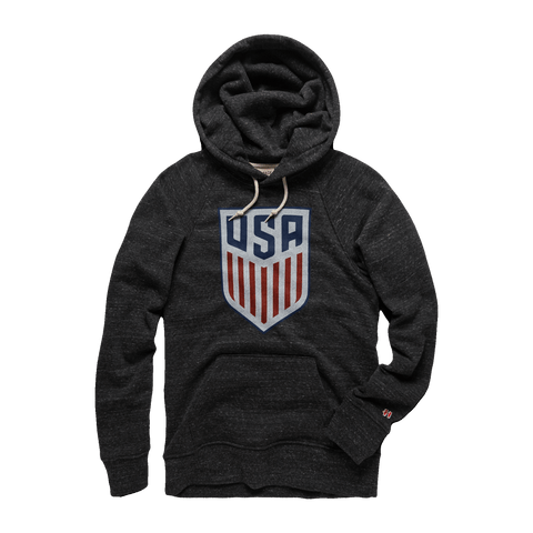 Men's Homage USA Ultra Soft Fleece Pullover Black Hoodie - Front View