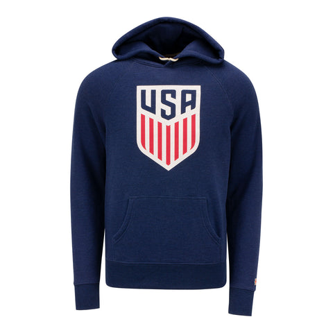 Men's Homage USA Ultra Soft Fleece Pullover Navy Hoodie - Front View