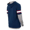 Men's New Era USMNT Brushed Two-Fer Hoody Pullover in Navy, Grey, White, and Red - Back/Side View