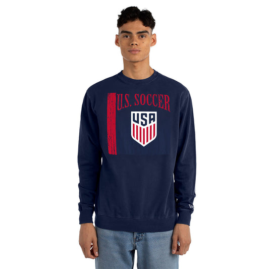 Men's New Era USMNT French Terry Navy Crew Pullover - Front View