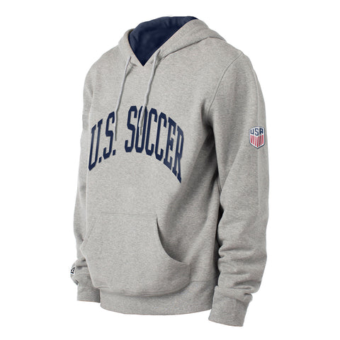 Men's New Era USMNT Arch Grey Pullover Hoodie - Front/Side View