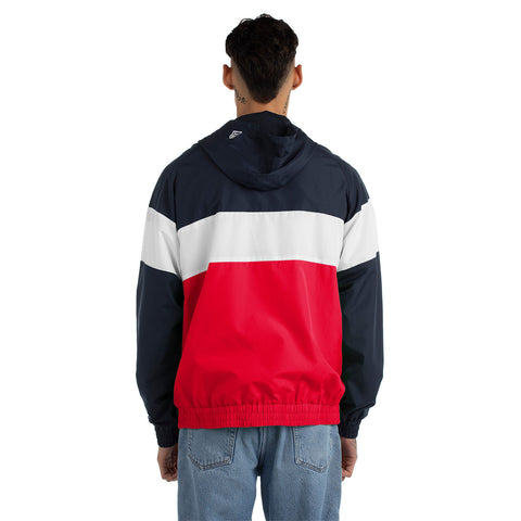 Men's New Era USMNT Rip Stop 3/4 Zip Pullover Hoodie in Navy, White, and Red- Back View