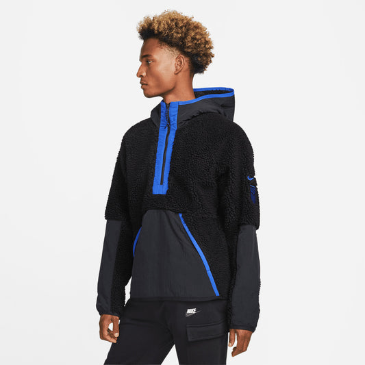 Men's Nike USA 1/2 Zip Hooded Fleece Pullover in Black - Front View