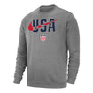 Men's Nike USMNT USA Swoosh Grey Crew - Front View