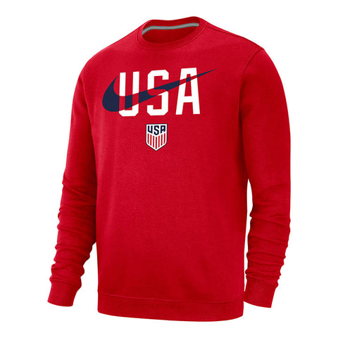 Men's Nike USMNT USA Swoosh Red Crew - Front View