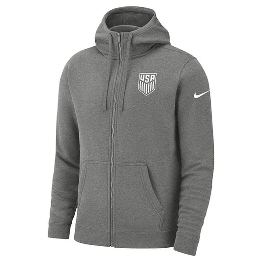 Men's Nike USMNT Full Zip Grey Hoody - Front View