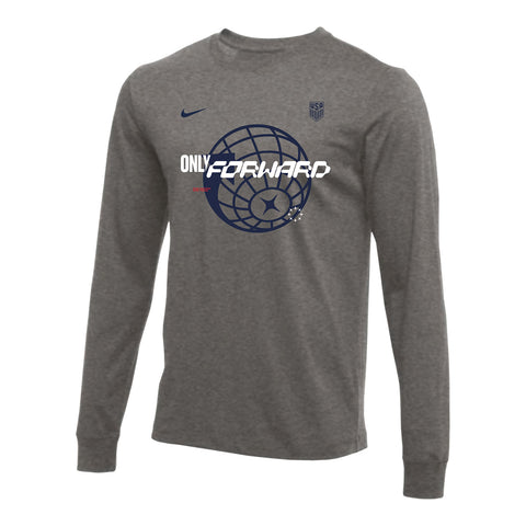 Men's Nike Only Forward Global L/S Grey Tee - Front View
