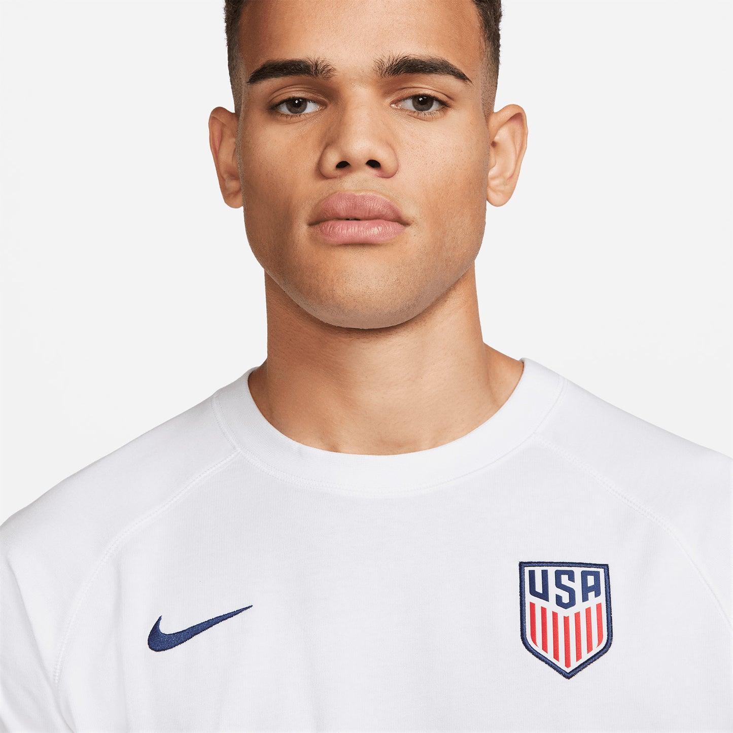 Men's Nike USMNT Travel Top in White - Front Close View