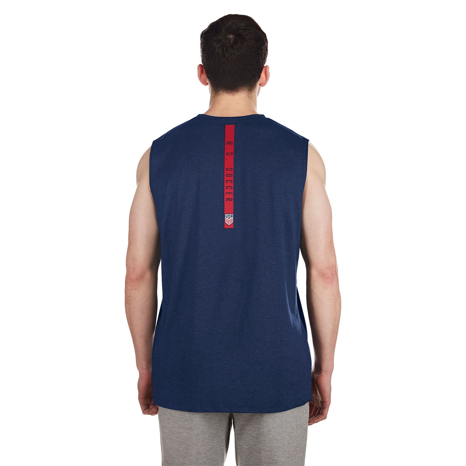 Men's New Era USMNT Active Sleeveless Tank Top in Navy - Back View