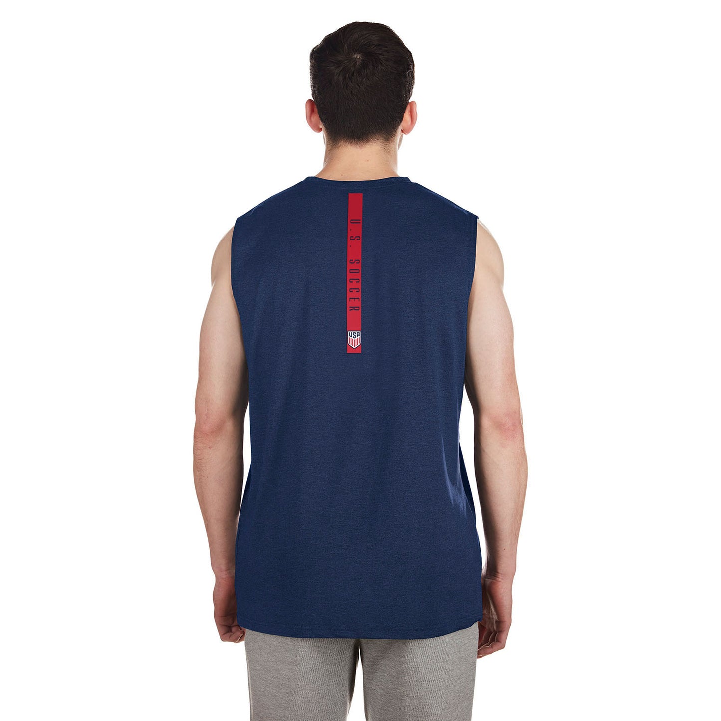 Men's New Era USMNT Active Sleeveless Tank Top in Navy - Back View