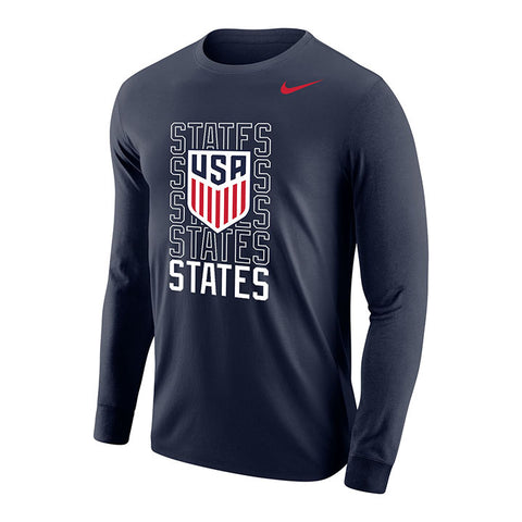 Men's Nike USMNT Repeat States Long Sleeve Navy Tee - Official U.S ...