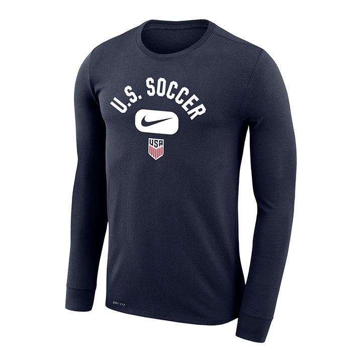 Men's Nike USMNT Arch Dri-Fit Long Sleeve Navy Tee - Official U.S ...