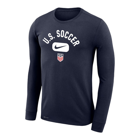 Men's Nike USMNT Arch Dri-Fit LS Navy Tee - Front View