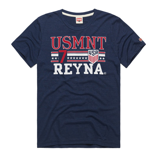 Men's Homage USMNT Reyna 7 Navy Tee - Front View
