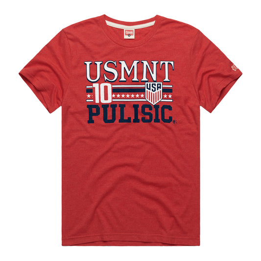 Men's Homage USMNT Pulisic 10 Red Tee - Front View