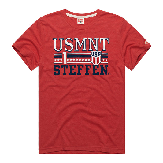 Men's Homage USMNT Steffen 1 Red Tee - Front View