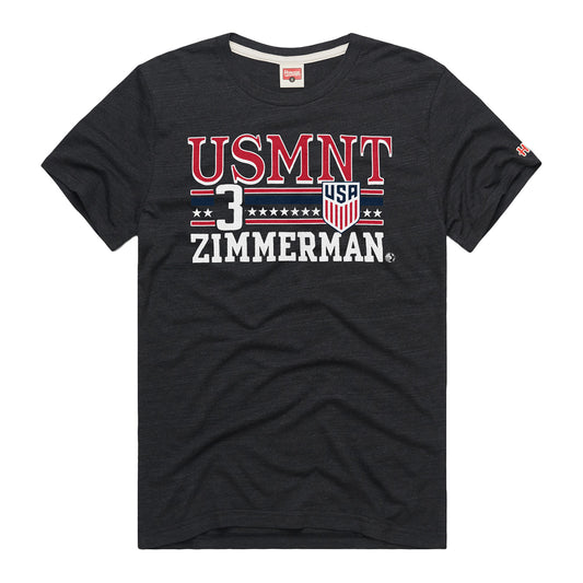 Men's Homage USMNT Zimmerman 3 Black Tee - Front View