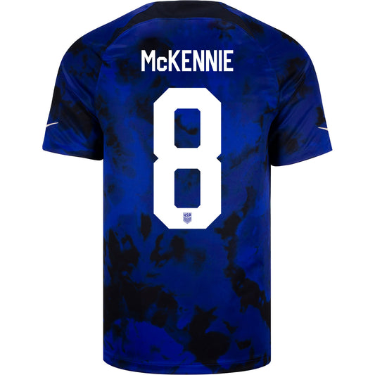 Men's Nike USMNT McKennie 8 Away Jersey in Blue - Back View