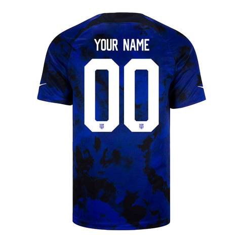 Personalized Men's Nike USMNT Away Jersey in Blue - Back View