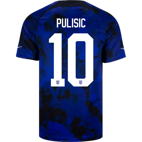 Men's Nike USMNT Pulisic 10 Away Jersey in Blue - Back View