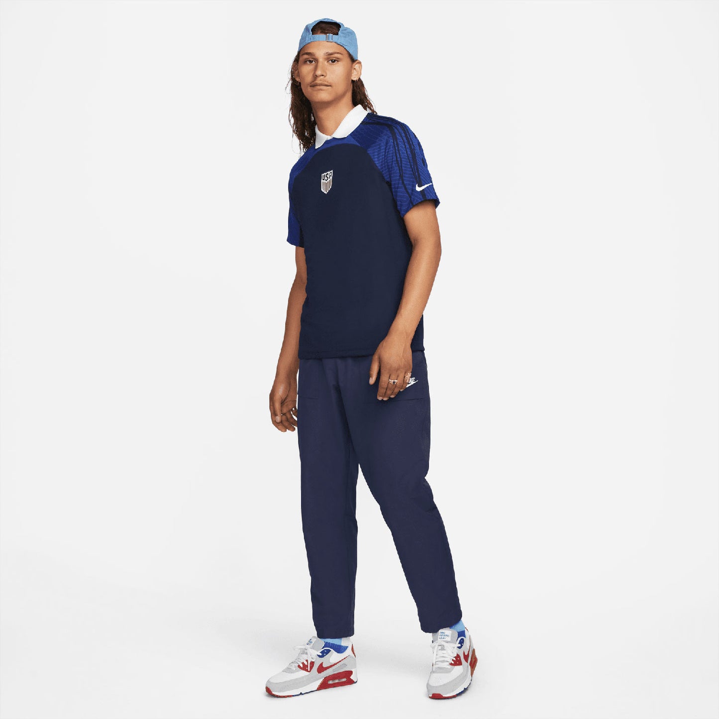 Men's Nike USA Dri-Fit Strike Navy Training Top in Blue - Far View