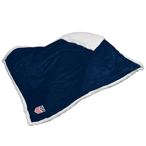 Logo Brands USA Sherpa Throw Blanket in Navy - Front View