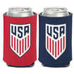 WinCraft USA Crest Navy/Red Can Cooler in Red and Navy - Front and Back View