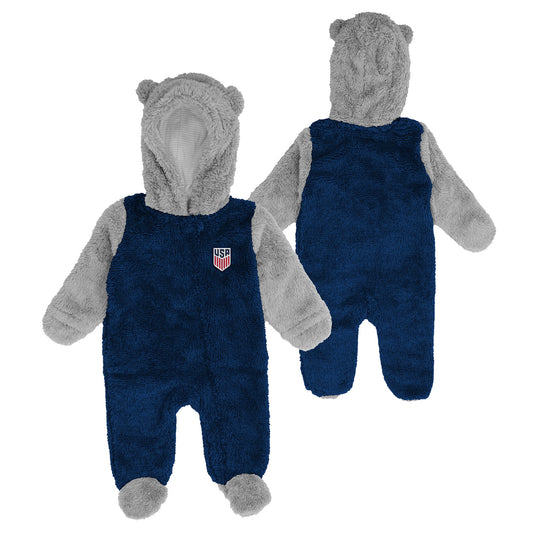Newborn Outerstuff USA Teddy Fleece Bunting Pram - Front and Back View