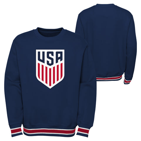 Youth Outerstuff USA Classic Crew Neck Navy Pullover - Front and Back View
