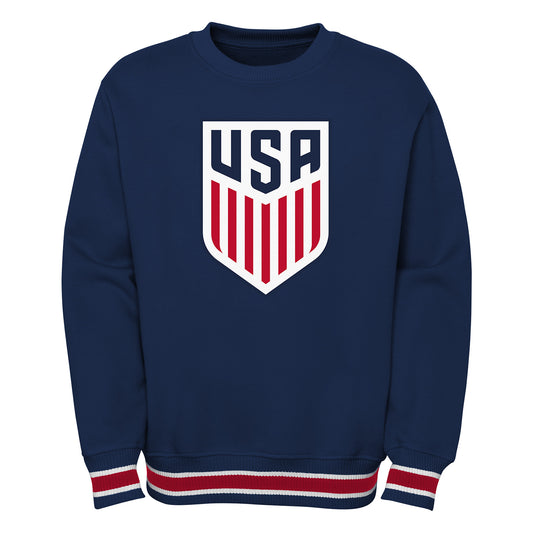 Youth Outerstuff USA Classic Crew Neck Navy Pullover - Front View