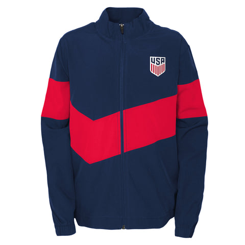 Youth Outerstuff USA Agile GK Full Zip Jacket in Navy - Front View