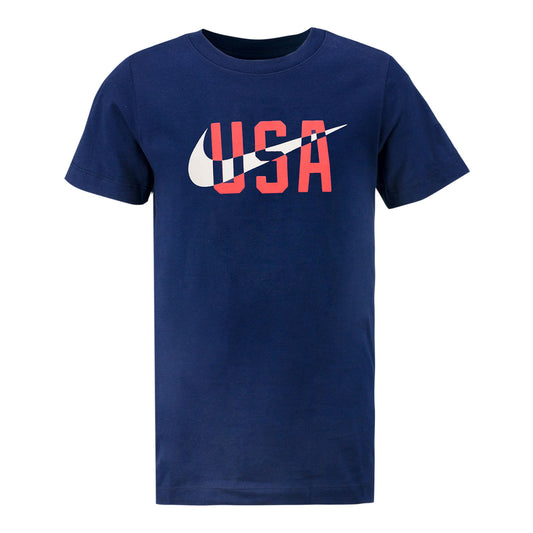 Youth Nike USA Swoosh Blue Tee - Front View