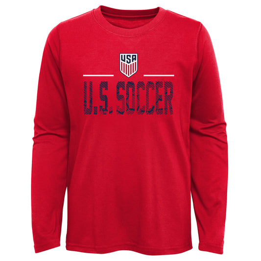 Youth Outerstuff USA Game Winner LS Red Tee - Front View