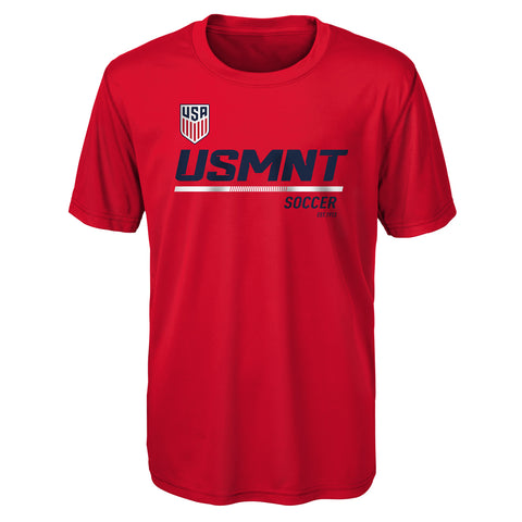 Junior Outerstuff US MNT Engage Poly Red Tee - Front View