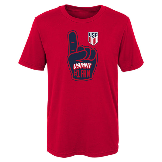Junior Outerstuff USMNT Number 1 Red Tee - Front View