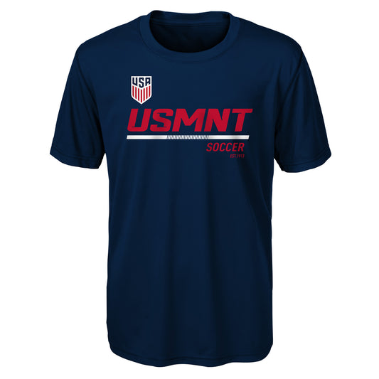 Youth Outerstuff US MNT Engage Poly Navy Tee - Front View