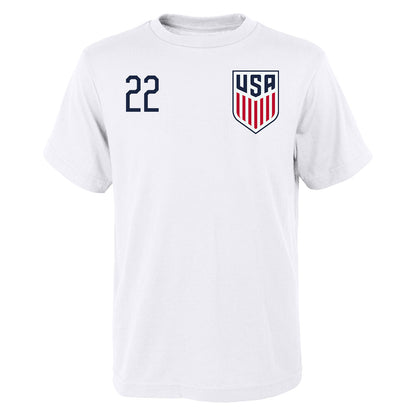 Youth Outerstuff USMNT Yedlin 22 White Tee - Front View