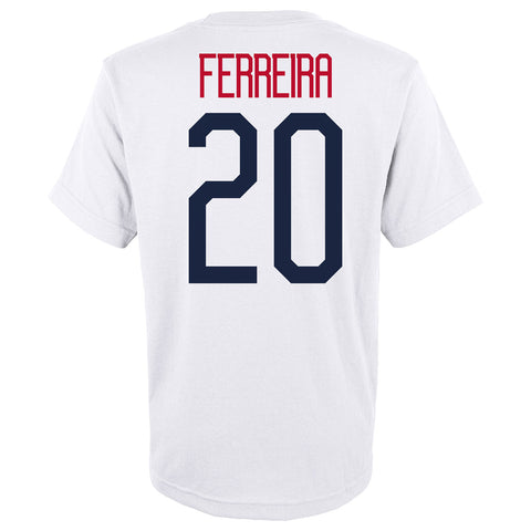 Youth Outerstuff USMNT Ferreira 20 White Tee - Back View