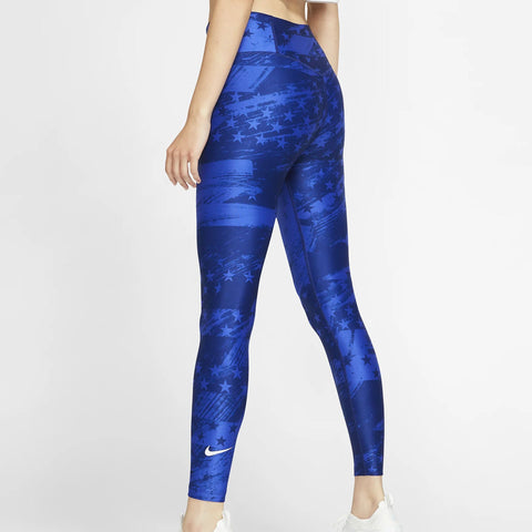 Women's Nike USA Power 7/8 Tights in Blue - Back Left View