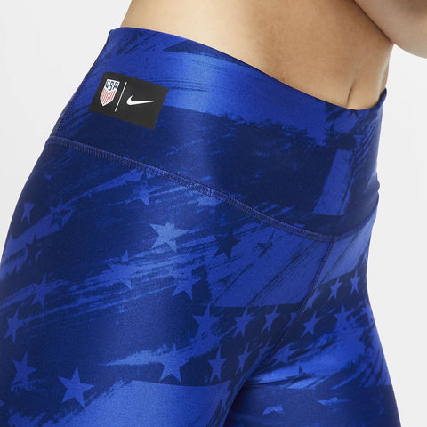 Women's Nike USA Power 7/8 Tights in Blue - Close up Waist Line