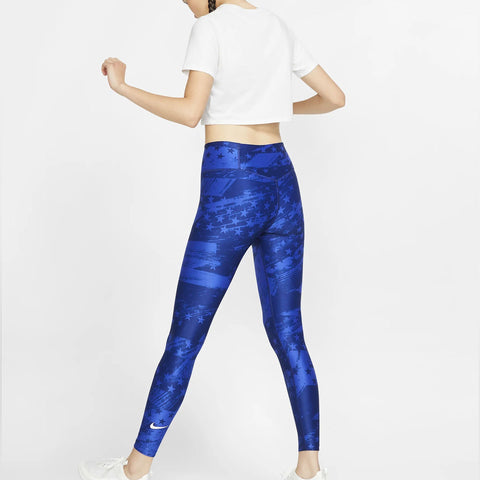 Women's Nike USA Power 7/8 Tights in Blue - Back View