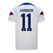 Men's Nike USMNT Aaronson 11 Home Jersey in White - Back View