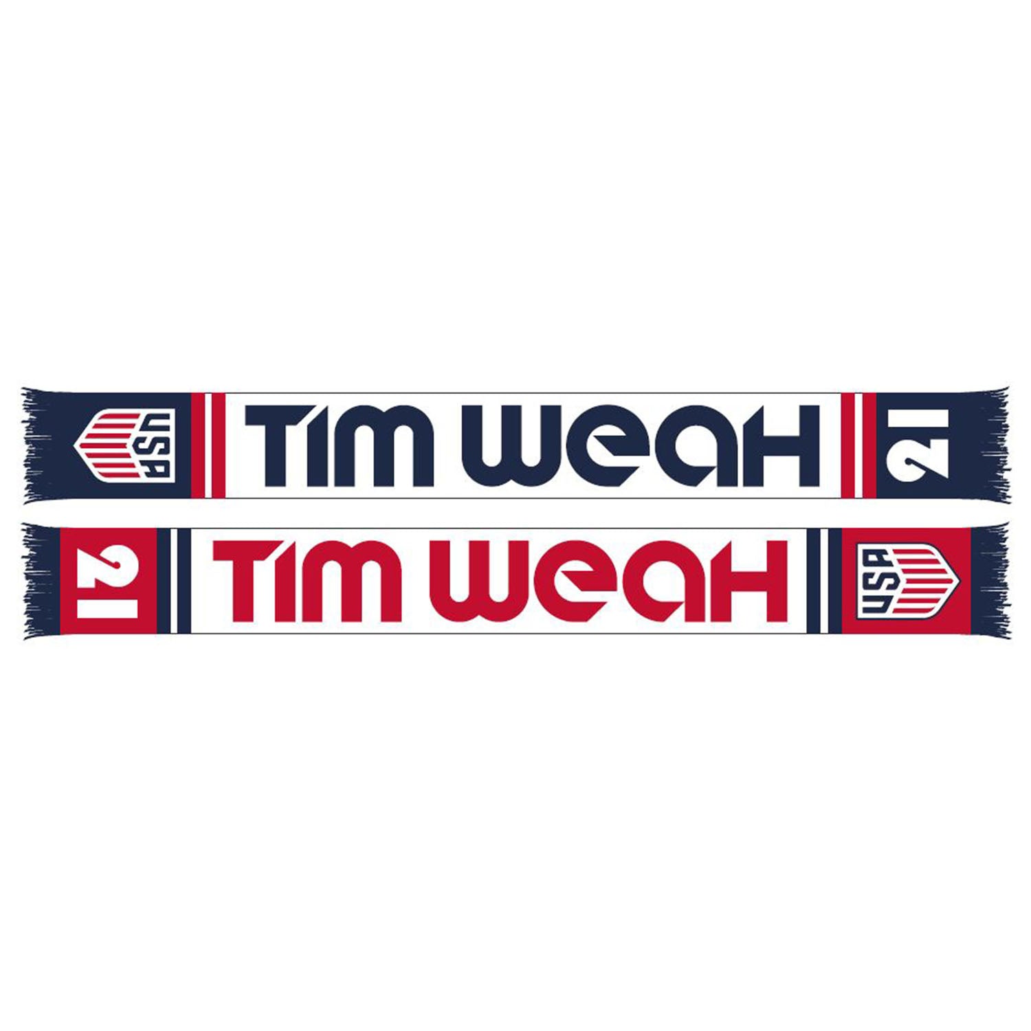  Ruffneck USMNT Weah 21 HD Knit Scarf in Navy, White, and Red - Front and Back View
