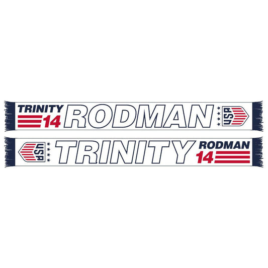 Ruffneck USWNT Rodman HD Knit Scarf in White, Navy, and Red - Front and Back View